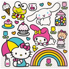 UNIQUE PARTY FAVORS Kids Birthday Hello Kitty and Friends Birthday Large Lunch Napkins, 16 Count Hello Kitty Party Supplies, Hello Kitty Lunch, Hello Kitty Birthday Party, Linen Dinner Napkins, Party Expert, Unique Party Favors, Hello Kitty And Friends, Cat Birthday Party, Hello Kitty Cake