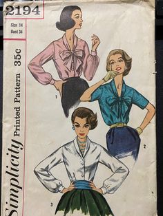 a woman's blouse and skirt pattern from the 1950's