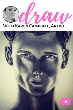 a drawing of a woman's face with the title draw with karre campbell, artist