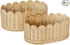 two wicker baskets sitting side by side