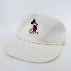 Vtg 80’s Disney Mickey Mouse Trucker Hat Gift Shop Leather Strap White Atlas USA. Condition is "Pre-owned". The bill is slightly yellowed. The foam in the sweatband is disintegrated. There are some dirt smudges on the bottom of the bill. Shipped with USPS First Class. Vintage Disney, Disney Mickey Mouse, Disney Mickey, Baseball Cap, Gift Shop, Trucker Hat, Leather Straps, Baseball Hats, Hats