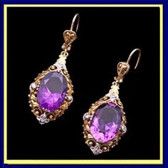 Antique Victorian earrings ear pendants gold amethysts diamonds English (7280)  | eBay Luxury Purple Earrings For Evening, Luxury Gold Amethyst Earrings, Amethyst Fine Jewelry For Evening, Formal Purple Diamond Earrings, Gold Amethyst Jewelry With Diamond Accents, Elegant Purple Earrings With Diamond Accents, Purple Amethyst Jewelry For Evening, Fine Jewelry Purple Drop Earrings, Victorian Earrings Antiques