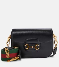 Gucci Horsebit 1955 Leather Shoulder Bag in Black - Gucci | Mytheresa Gucci Horsebit 1955 Mini Bag, Designer Handbag Brands, Gucci Mini, Gucci Horsebit, Mini Shoulder Bag, Gucci Black, Branded Handbags, Leather Mini, Leather Accessories