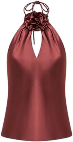 Solid Color Cami Halter Top For Party, Satin Tie Back Halter Top For Evening, Evening Satin Halter Top With Tie Back, Chic Red High Neck Top, Sleeveless Satin Halter Top For Summer, Silk Halter Top For Date Night, Spring Evening Halter Camisole Top, Elegant Silk Halter Neck Blouse, Elegant Satin Halter Neck Top