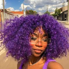 Chin Length Blue Hair, Hair Dyed Natural, Purple Curly Hair, Hair Colors Ideas, 2022 Aesthetic, Hair Dyed