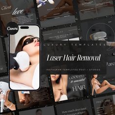 an advertisement for laser hair removal with images of women in the background and text that reads laser hair removal