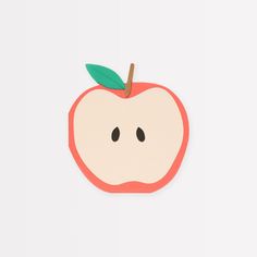 an apple with a leaf sticking out of it's side on a white background