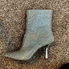 Nwot Never Worn Crystal Studded Booties Silver Rhinestone Ankle-high Boots, Betsy Johnson Sparkle Boots, Silver Studded Ankle-high Boots, Betsey Johnson Gold Boots, Studded Ankle-high Heeled Boots, Betsey Johnson Shoes, Betsy Johnson, Betsey Johnson, Bootie Boots