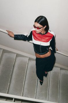 UO Jordan Faux Leather Fitted Racer Moto Jacket Racer Jacket Outfit, Leather Jacket Photoshoot, Chicago Bulls Outfit, Racing Jacket Outfit, Moto Jacket Outfit, New Year Photoshoot, Black Cropped Jacket, Dark Green Pants, Tiered Midi Skirt