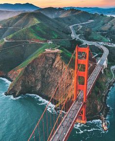 an aerial view of the golden gate bridge