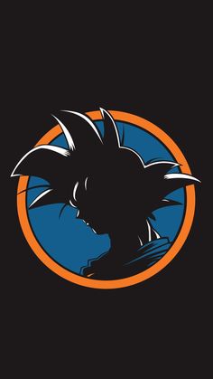 an image of a dragon head in the center of a blue and orange circle on a black background