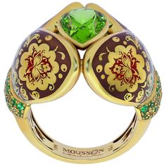 Peridot 3.27 Carat Tsavorite Sapphire 18 Karat Yellow Gold Mitten Ring Russian winter is known to the whole world. So that hands do not freeze, long time ago people came up with wearing mittens. It was decorated with various Russian folk patterns and embroideries. Our designers have reproduced this piece of clothing in 18 Karat Yellow Gold. Two hands in mittens hold a bright 3.27 Carat Pear-shape Peridot , which reminds of the soon summer. At the base setted Уellow Sapphires and Tsavorites. Mitt Luxury Exquisite Tsavorite Jewelry, Luxury Tsavorite Rings For Gift, Exquisite Luxury Tsavorite Jewelry, Luxury Tsavorite Rings, Luxury Gold Tsavorite Rings, Russian Winter, Hermes Kelly Bag, Sweet Earrings, Tsavorite Garnet