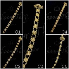 "Crossbody chain. Worn on shoulder across the chest. Each chain has an attached flower pin. C#1, #2, #3, #4 27\" long C#5 28\" long" Khmer Jewelry, Thai Jewelry, Thai Wedding, Wedding Jewelry Set, Flower Pins, Wedding Jewelry Sets, Garment Bags, 1 2 3, Jewelry Set