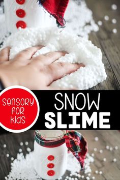 snow slime for kids to make with the help of an adult and young child