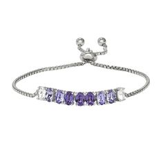 "Sparkling with Swarovski crystals, this adjustable bracelet from Sterling 'N' Ice is sure to be the perfect finishing touch to your look. Sparkling with Swarovski crystals, this adjustable bracelet from Sterling 'N' Ice is sure to be the perfect finishing touch to your look. Length: 6"" - 9"" adjusable Metal: sterling silver Plating: rhodium Finish: polished Packaging: boxed Nickel freeSTONE DETAILS Made with Swarovski crystals Stone size: 4mm Setting: prong Shape: oval Image(s) may be enlarged Formal Cubic Zirconia Crystal Bracelet With Adjustable Chain, Wedding Crystal Bracelet With Adjustable Chain, Silver Jewelry With Adjustable Clasp, Elegant Purple Crystal Bracelet, Adjustable Cubic Zirconia Bracelet Jewelry, Adjustable Round Cubic Zirconia Crystal Bracelet, Silver Bracelet With Adjustable Clasp, Elegant Jewelry With Adjustable Clasp As Gift, Elegant Jewelry With Adjustable Clasp For Gift