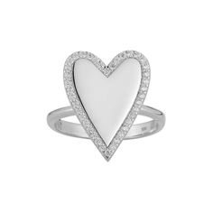 Adorned with cubic zirconia, this heart ring by Sunkissed Sterling is a lovely addition to your jewelry collection. Adorned with cubic zirconia, this heart ring by Sunkissed Sterling is a lovely addition to your jewelry collection. Metal: sterling silver Packaging: pouch Plating: rhodium, 14k gold Width: 0.18 in Finish: polishedSTONE DETAILS Stone type: cubic zirconia Shape: round Setting: prong Gemstones may have been treated to enhance their appearance. Special care may be required. Please vis Diamond Heart Ring For Promise Occasions, Valentine's Day Cubic Zirconia Rings With Pave Setting, Diamond White Heart Diamond Ring For Valentine's Day, Diamond Heart Shaped Promise Ring, Diamond Heart Ring With Vvs Clarity, Valentine's Day Cubic Zirconia Diamond Ring With Accents, Diamond Heart Ring For Proposal, Diamond Heart Ring With Diamond Accents, Heart-shaped Brilliant Cut Diamond Ring For Valentine's Day