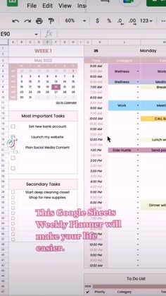 Google Sheets Schedules for Better Habits plannertemplate #bestplanners #digitalplanners Excel For Beginners, Excel Calendar, Physical Planner, Marketing Planner, Weekly Planners, Study Schedule, Excel Tutorials, Weekly Planner Template, Planner Sheets