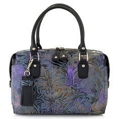 With a beautiful floral tooled detailing  this Madi Claire Angelina satchel brings an elegance to your day-to-day looks. It features an oversized flat tassel and a double zipper top closure. Both the interior and exterior of this bag offer enough pockets to help keep your daily essentials organized  making it the perfect addition to your handbag collection. Elegant Leather Shoulder Bag With Floral Print, Slouch Bags, Handbag Collection, Crossbody Satchel, Front Wall, Large Handbags, Fabric Floral, Tool Bag, Chic Handbags