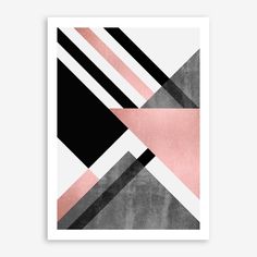 a black, pink and grey abstract art print