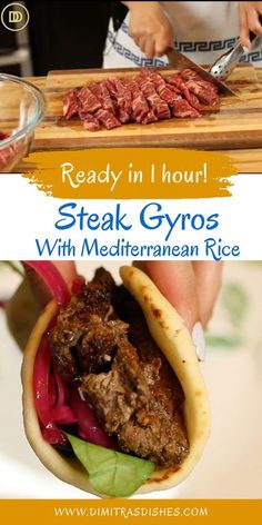 steak gyros with mediterraneanan rice are ready in hour