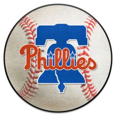 a baseball with the word phillies on it and an image of a ball in the center