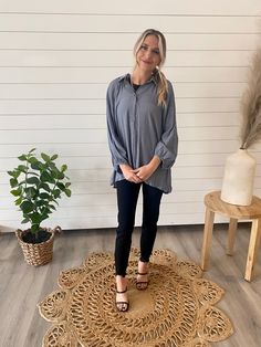 This high quality oversized dolman sleeve top features long sleeves, side slits, and functional buttons. Pair with leggings and your favorite fall booties for an effortlessly chic outfit! Since this is oversized, we would suggest sticking with your normal size. 80% Rayon, 20% Nylon Business Casual Blouse, Dolman Sleeve Top, Fall Booties, Rose Boutique, Effortlessly Chic Outfits, Dolman Sleeve Tops, High Neck Top, Hem Top, Chic Outfit