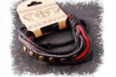 Genuine Leather and Cord Bracelet Black/Brown/Red Rivet..Adjustable Casual Brown Leather Bracelet For Festivals, Vintage Adjustable Leather Bracelet With Rivets, Adjustable Vintage Leather Bracelet With Rivets, Adjustable Brown Punk Bracelets, Rustic Adjustable Black Bracelets, Adjustable Rustic Black Bracelet, Rustic Adjustable Black Bracelet, Rustic Black Adjustable Bracelet, Cord Bracelet