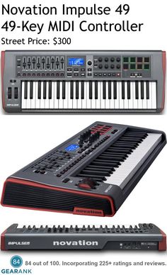 an electronic keyboard with the words innovation in front of it and below it are two pictures of