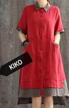 red linen dress accessorized with dark beige at the collar and hem, length 125cm of which 12cm beige lining, loose, shirt collar, buttons in the middle of the front, classic short sleeves Superior quality execution, HANDMADE You can request by message or e-mail ecaterina.alecu@yahoo.com, ANY size xs__xxxl and color Please refer to the exposed measurement table for a correct choice of measurement ALSO, you can send a picture or sketch of any other product you want me to work on/dresses, skirts, b Red Linen Dress, Loose Shirt, Dark Beige, You Want Me, Gray Linen, Red And Grey, Shirt Collar, Linen Dress, Elegant Dress