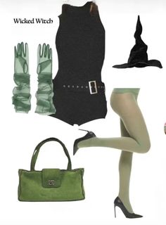 an assortment of women's clothing and accessories including stockings, gloves, handbags