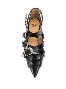 Find TOGA Buckled Pointed Loafers on Editorialist. Black leather and patent leather buckled pointed loafers from Toga Pulla. Pointed Loafers, Shoe Story, Toga Pulla, Fur Shoes, Aesthetic Shoes, Shoe Boot Sandals, Crazy Shoes, Leather Buckle, Valentino Studs