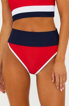 A colorblocked design defines these ribbed bikini bottoms that are ready for some fun in the sun. Moderate back coverage Lined 82% polyester, 18% spandex Machine wash, tumble dry Imported Two-tone Color Block Swimwear For Beach, Multicolor Contrast Color Bottoms For Summer, Two-tone Color Block Swimwear For Poolside, Two-tone Beachwear Swimwear For Summer, Two-tone Color Block Swimwear For Pool, Two-tone Summer Beachwear Swimwear, Two-tone Fitted Swimwear For Beach Season, Beach Bottoms With Contrast Color, Sporty Color Block Swimwear For Sunbathing