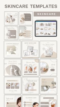 This is the new Beauty Skincare Templates, made and fully editable with Canva. In this interface you can work with the design in a simple way, editing all the elements you want and adjusting it to your needs. Ideal to promote and boost your Social Media. Free Social Media Templates, Instagram Grid Design, Skincare Business, Instagram Design Layout, Instagram Skincare, Insta Layout, Facebook Post Design, Skin Care Business, Instagram Feed Layout