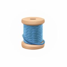 a spool of blue thread on a white background