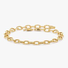 14k Oval Link Cable Chain Bracelet 14k Gold Ferkos Fine Jewelry Eternity Bands, Diamond Gemstone, Bracelet Sizes, Jewelry Trends, Cable Chain, Things To Buy, Chain Bracelet, Precious Metals, Natural Diamonds