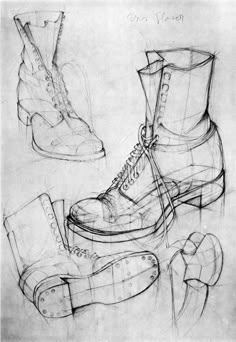 three different types of shoes are shown in this drawing