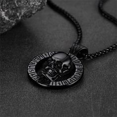 Unique skull necklace design for broken souls,Viking rune circle, a good amulet. This Viking Runes Necklace is made of 316L stainless steel, hypoallergenic. Runes amulet Necklace is a perfect gift for boyfriend, husband or friends on Christmas, birthday, anniversaries, graduation, New Year, Valentine's Day.   SPU:  TP12920  Collection:  Gothic  Material：Stainless Steel  Weight: 41.4g  Chain Length: 55+5cm(22+2 inches)  Pendant Size: 46.6mm*36.6mm  Clean it with a soft dry cloth.   Keep away from Rune Circle, Nordic Vikings, Broken Soul, Perfect Gift For Boyfriend, Viking Symbols, Amulet Necklace, Norse Vikings, Viking Runes, Necklace Design