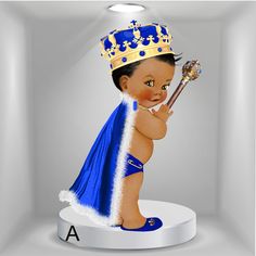 a digital painting of a baby wearing a crown and holding a wand in its hand