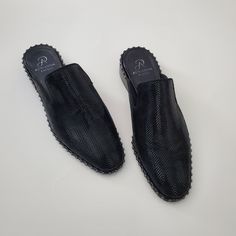 Women's Shoes Size 9 Black Leather Leather Pointed Toe Slip-ons For Party, Black Synthetic Slip-ons For Summer, Casual Black Slip-ons With Leather Sole, Elegant Black Slip-ons For Summer, Black Leather Slip-ons With Flat Heel, Black Slip-on Loafers With Removable Insole, Elegant Black Slip-ons For Spring, Black Flat Slip-ons For Spring, Black Open Toe Slip-ons