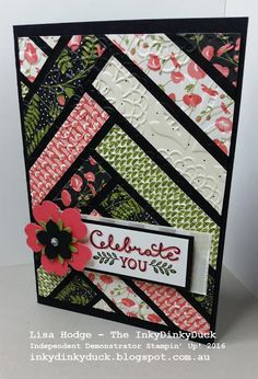 a close up of a greeting card with flowers and ribbons on the front, along with an embossed thank you tag