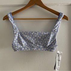 Nwt Billabong Square Neck Bikini Top Unique Fuzzy, Ribbed Swimsuit Material Is Thick And Not See Thru Wide Straps And Back Clasp Sweet Baby Blue Floral Print Spring Crop Top For Sunbathing, Fitted Floral Print Crop Top For Beach Season, Fitted Crop Top For Pool And Summer, Blue Beach Crop Top With Built-in Bra, Summer Fitted Crop Top For Poolside, Spring Pool Crop Top, Blue Crop Top With Built-in Bra For The Beach, Fitted Beachy Crop Top For Poolside, Beachy Fitted Crop Top For Poolside