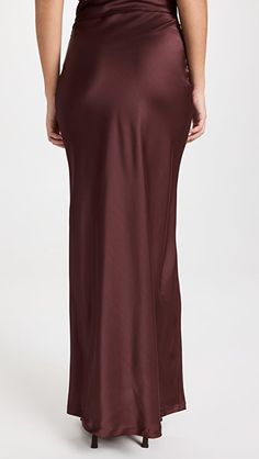 Lioness Hudson Satin Maxi Skirt | SHOPBOP Satin Lined Skirt For Date Night, Fitted Satin Finish Bottoms, Fitted Bias Cut Bottoms For Night Out, Satin Bottoms For Night Out With Bias Cut, Elegant Rayon Maxi Skirt, Satin Bias Cut Bottoms For Night Out, Stretch Satin Skirt, Sleek Satin Lined Skirt Bottoms, Sleek Satin Lined Skirt