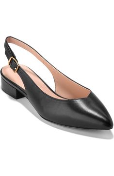 Formal Slingback Pumps With Penny Strap, Adjustable Slingback Sandals For Formal Occasions, Elegant Adjustable Slingback Sandals, Black Slingback Pumps With Adjustable Strap, Sling Back Shoes, Back Shoes, Slingback Flats, Sling Back, Fashion Flats