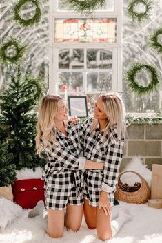 The Holidays are approaching fast and we are excited to present you with our pajama collection of plaid sets. These comfy PJ's are the perfect gift for your family to be matching, taking pictures by the Christmas tree, or just lounging in the comfort of your own home. This set includes: A long sleeve shirt & shorts ♥STYLE Black plaid button-up, collared, long sleeve cuffed with black buttons Elastic waistband shorts with black drawstring Red plaid button-up, collared, long sleeve cuffed with red Pajama Collection, Bridesmaid Swimsuit, Bride Bathing Suit, Pyjamas Christmas, Plaid Pjs, Buffalo Plaid Pajamas, Christmas Pajamas Kids, Christmas Pyjamas, Plaid Set