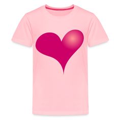 Heart - Kids' Premium T-Shirt - Unisex T-shirt for kids | Brand: Spreadshirt | 100% cotton (heather gray is 95% cotton/5% viscose, heather blue & charcoal gray are 80% cotton/20% polyester, heather burgundy is 60% cotton/40% polyester) Pink Heart Graphic Short Sleeve T-shirt, Pink Cotton T-shirt With Heart Graphic, Casual Pink T-shirt With Heart Print, Pink Short Sleeve T-shirt With Heart Graphic, Pink Short Sleeve Top With Heart Graphic, Pink Heart-shaped Graphic Print T-shirt, Graphic Tee Short Sleeve T-shirt With Heart Print, Short Sleeve Graphic Tee With Heart Print, Graphic Tee With Heart Print And Short Sleeves