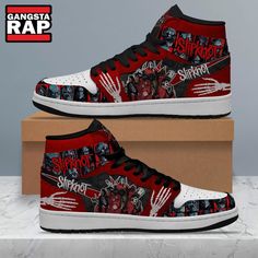 Slipknot Music Fans Lover Air Jordan 1 Hightop Shoes Step into the world of music culture with the exclusive Slipknot Music Fans Lover Air Jordan 1 Hightop Shoes. Designed for the devoted Slipknot fans, these stylish sneakers are not just a pair of shoes; they’re a statement of loyalty and dedication to the legendary metal band. Whether you’re at a concert or out with friends, these high-top sneakers combine function and fashion, allowing you to express your love for rock culture wherever White Lace-up Hip Hop Sneakers, Casual High-top Synthetic Jordan Shoes, Breathable Lace-up Sneakers For Skateboarding, Casual Synthetic Streetwear Basketball Shoes, Casual Synthetic Basketball Shoes For Streetwear, Casual Lace-up Jordan Shoes For Streetwear, Hip Hop Sneakers With Round Toe For Streetwear, Custom Lace-up Synthetic Sneakers For Streetwear, Casual Jordan Lace-up Shoes For Streetwear