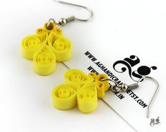 Paper Quilling earring Bridal Party gift Gift for Flower | Etsy Yellow Dangle Flower Earrings As Gift, Yellow Dangle Flower Earrings For Gift, Valentine's Day Flower Earrings With Ear Wire, Valentine's Day Gift Flower Earrings With Ear Wire, Yellow Pierced Earrings For Gift, Yellow Dangle Earrings For Gift, Yellow Pierced Earrings As A Gift, Yellow Drop Earrings Gift, Yellow Drop Earrings For Gift