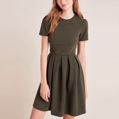 Htf Anthropologie Maddie Mini Dress By Hutch Color Dark Green Size S Crafted With Subtle Texture For A Modern Finish, This Timeless Dress Is The Perfect Choice For Work, Play, And Everything In Between. Nwt. Polyester, Spandex; Polyester Lining Side Slant Pockets Fit-And-Flare Silhouette Back Zip Dry Clean Approximate Measurements Pit To Pit 18” Waist 14” Flat Falls 37" From Shoulder Mini Dress With Pleated Waist For Brunch, Mini Length Dress With Pleated Waist For Brunch, Mini Length Dresses With Pleated Waist For Brunch, Brunch Mini Dress With Pleated Waist, Chic Green Fitted Short Sleeve Dress, Chic Fitted Green Short Sleeve Dress, Fitted Midi Dress With Pleated Waist For Brunch, Knee-length Dress With Pleated Waist For Brunch, Knee-length Brunch Dresses With Pleated Waist