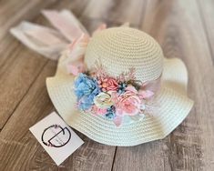 Flower Tea Party Straw Hat, Easter White Floppy Hat, Pink Floral Girl Bonnet, Derby Hat Kid, Occasion Wedding Toddler Bonnet, Spring Sun Cap White ,flower Tea party/derby/Easter/spring/summer straw/floppy hat for little girls. All hat designs are mine only! If you want color change please contact me custom message! Handmade Flower Hats For Summer, Whimsical Beach Hat For Spring, Whimsical Sun Hat With Curved Brim For Spring, Handmade Sun Hat For Spring Garden Party, White Floral Shaped Sun Hat For Summer, Adjustable Flower Hats For Summer, White Flower Sun Hat For Vacation, Summer Flower Hats With Adjustable Fit, White Flower Shaped Sun Hat For Summer