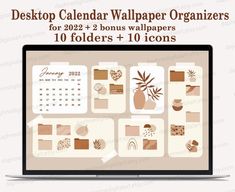 desktop calendar wallpaper organizer for 2021 - 2 5x5 wall papers 10 folders + 10 icons